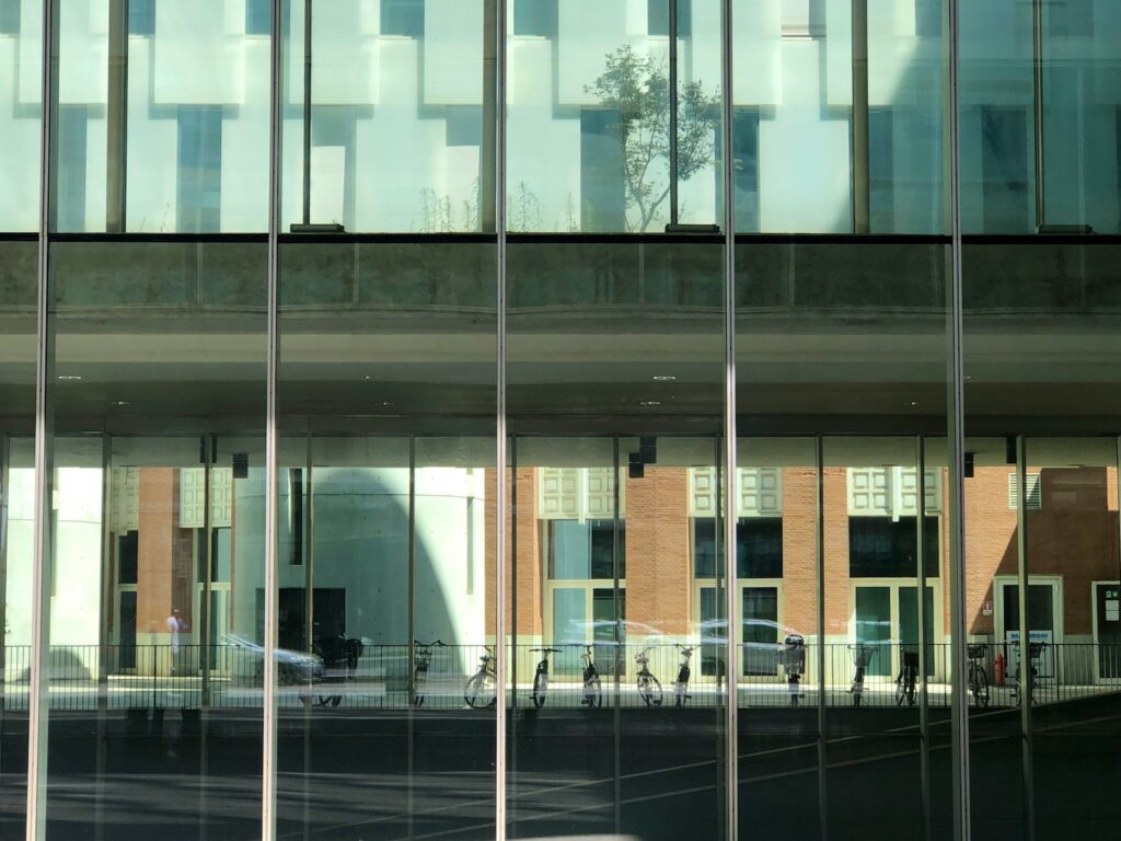 a building with glass windows